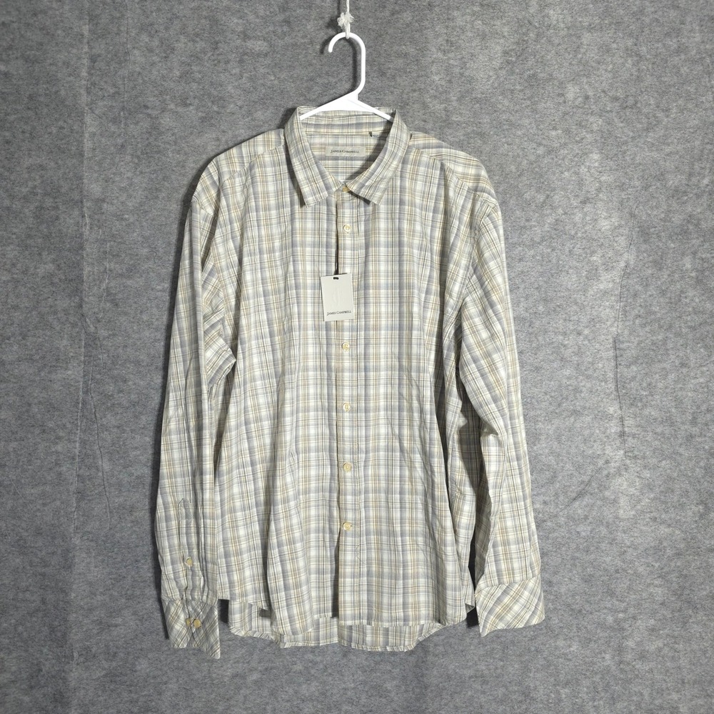 James Campbell Shirt Mens XL Grey Plaid JC-LS01-0003 Button Down Long Sleeve